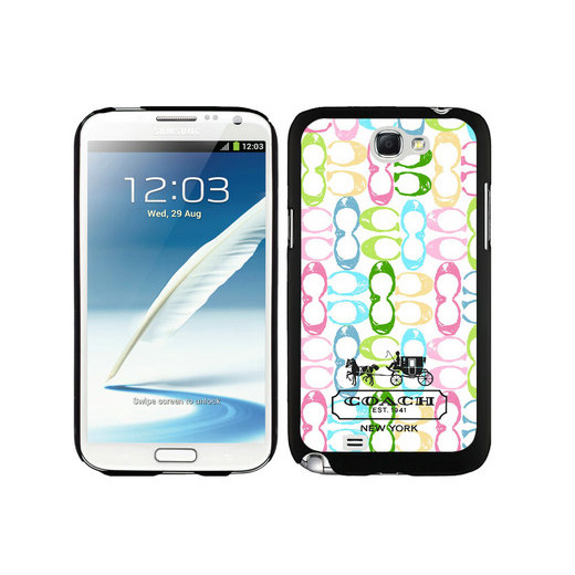 Coach Logo Monogram Multicolor Samsung Note 2 Cases DSY - Click Image to Close